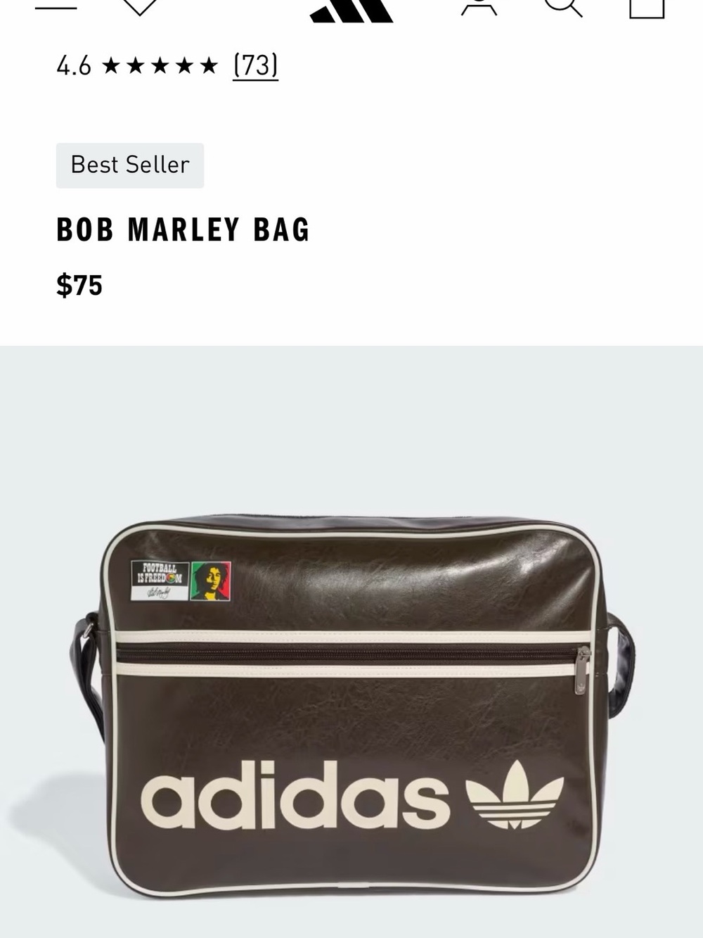 NEW adidas Brown and Cream Bob Marley Messenger Bag